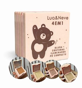 Blush, Contorno, Iluminador e Pó Compacto 4 em 1 Cor 03 - Lua e Neve