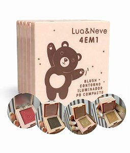 Blush, Contorno, Iluminador e Pó Compacto 4 em 1 Cor 04 - Lua e Neve