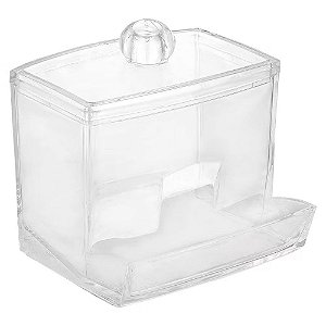 Porta/Organizador Em Acrílico Com Tampa Para Cotonetes