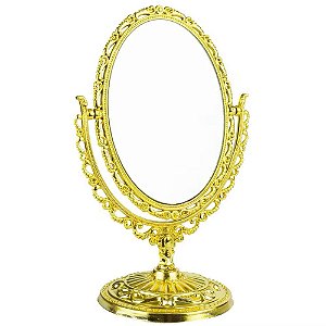 Espelho de Mesa Clássico Dupla Face Dourado