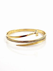 Bracelete Prego Dourado com Strass em Aço Inoxidável N01 - NÃO HÁ TROCA