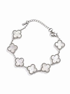 Pulseira Trevo Prata em Aço Inoxidável - NÃO HÁ TROCA