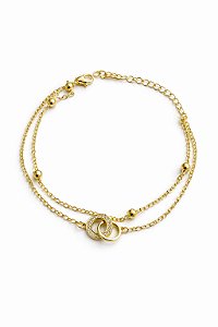 Pulseira Dupla com Anéis Entrelaçados - NÃO HÁ TROCA