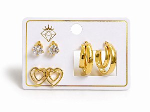 Kit C/2 Brincos Dourado + Argola N15 - NÃO HÁ TROCA