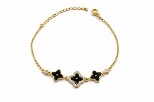 Pulseira Clover Preto Dourado - NÃO HÁ TROCA