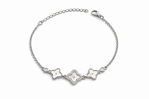 Pulseira Clover Branca Prata - NÃO HÁ TROCA