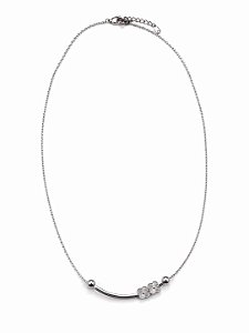 Colar Curva Floral Prata em Aço Inoxidável - NÃO HÁ TROCA