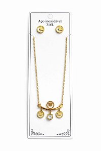 Conjunto Colar e Brinco Curva Borboleta em Aço Inoxidável - NÃO HÁ TROCA