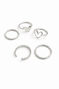 Kit C/5 Anéis Prata N42 - NÃO HÁ TROCA