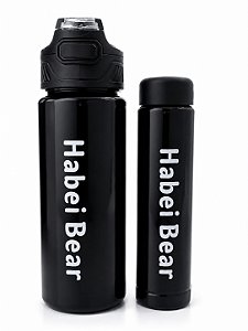 2 Garrafa Preta 800ml + 300ml - Habei Bear