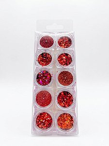Kit C/10 Glitter - Vermelho