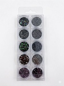 Kit C/10 Glitter - Preto