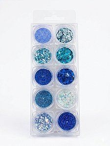 Kit C/10 Glitter - Azul