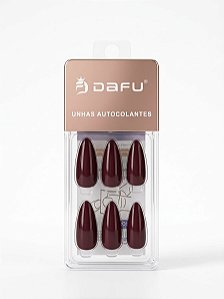 Unha Autocolante Stileto Marrom Escuro - Dafu