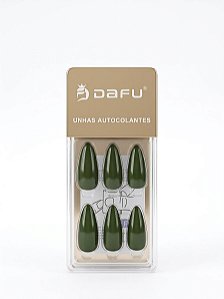 Unha Autocolante Stileto Verde Militar - Dafu