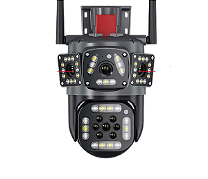 Câmera de segurança externa impermeável PTZ Mini Street, Vigilância WiFi, Four Lens, 3 Screen, CCTV, 360 °, 6K, 12MP