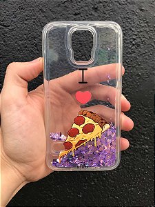 Capa para Celular "Case" I Love Pizza Glitter Samsung
