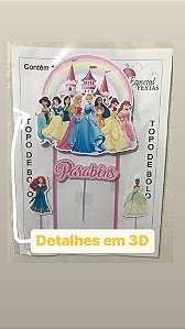 Topo de Bolo Castelo Princesa Barbie