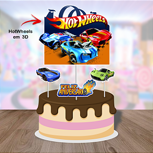 Hot Wheels Topo de Bolo Personalizado Com Nome e Idade