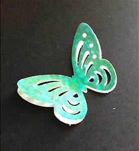 BORBOLETA VAZADA CONJUGADA EFEITO GLITTER VERDE (10 PEÇAS)