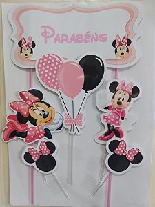 Bolo minnie rosa c/ papel arroz especial 