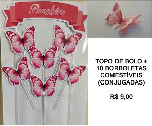 Kit Topper De Bolo/ Tags/ Topo Borboletas Azul e Rosa