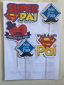 DIA DOS PAIS 05 PEÇAS TOPO DE BOLO (PAPEL FOTOGRÁFICO)