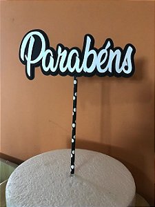 PARABÉNS 3D BRANCO 17 CM (TOPO DE BOLO)