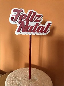 FELIZ NATAL TOPO DE BOLO 3D (12 CM)