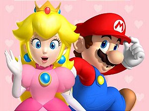 Topo de Bolo Princesa Peach Motoqueira 3 Super Mário