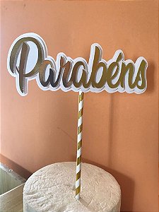 PARABÉNS 3D DOURADO FUNDO BRANCO (17 CM)