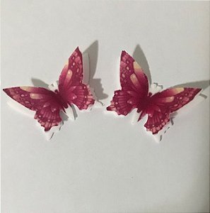 BORBOLETA VAZADA CONJUGADA EFEITO GLITTER ROSA (10 UNIDADES