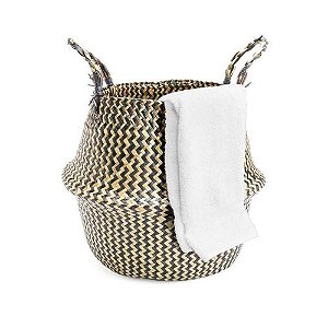 cesto decorativo zig zag com alça