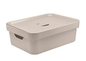 CAIXA ORGANIZADORA CUBE M COM TAMPRA BEGE
