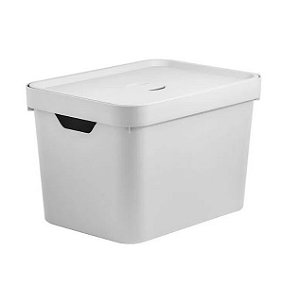 CAIXA ORGANIZADORA COM TAMPA M 18 LITROS BRANCA