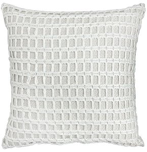 ALMOFADA RUSTICA CRU 52X52 COM APLIQUE CROCHE RENDA MOD 1