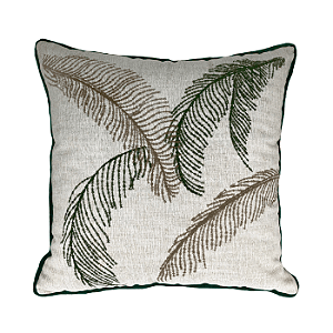 ALMOFADA LINHO CANDY 52X52 COM BORDADO FINO FOLHAGEM VERDE