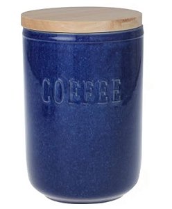 POTE DE CERAMICA AZUL COM TAMPA DE BAMBU