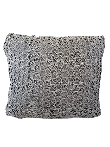 ALMOFADA TRICO TRAMA RENDADA  52X52 CINZA