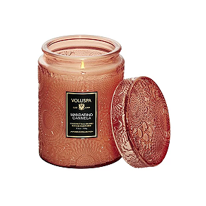 VELA VOLUSPA POTE DE VIDRO G RELEVO MANDARINO CANNELA - 100H