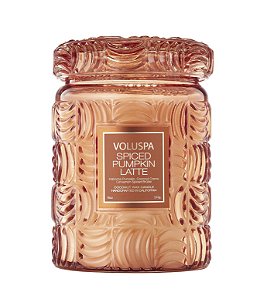 VELA VOLUSPA POTE DE VIDRO G RELEVO SPICED PUMPKIN LATTE - 100H