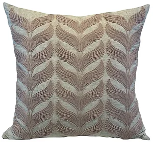 ALMOFADA LINHO CRU 52X52 COM BORDADO KILIM ROSE MOD 03