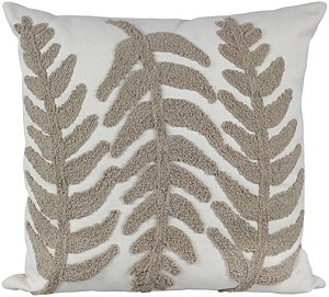 ALMOFADA LINHO BEGE 52X52 BORDADO BOUCLE FOLHA FENDI MOD 2