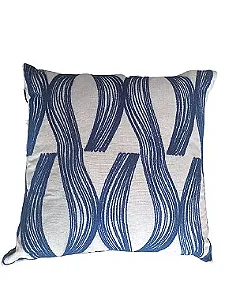 ALMOFADA LINHO CRU 52X52 COM BORDADO KILIM AZUL