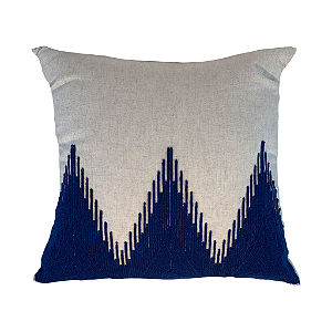 ALMOFADA LINHO CRU 52X52 COM BORDADO KILIM AZUL MOD 02