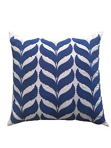 ALMOFADA LINHO CRU 52X52 COM BORDADO KILIM AZUL MOD 01