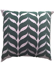 almofada em linho cru com bordado kilim verde