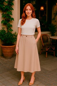 Saia Evasê Longa Feminina – Movimento Sutil com Elegância Atemporal