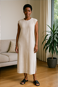 Vestido Midi Muscle Tee com Fenda e Bolsos – Essencial com Movimento e Presença