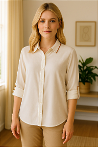 Camisa Feminina com Detalhes em Viés de Viscose